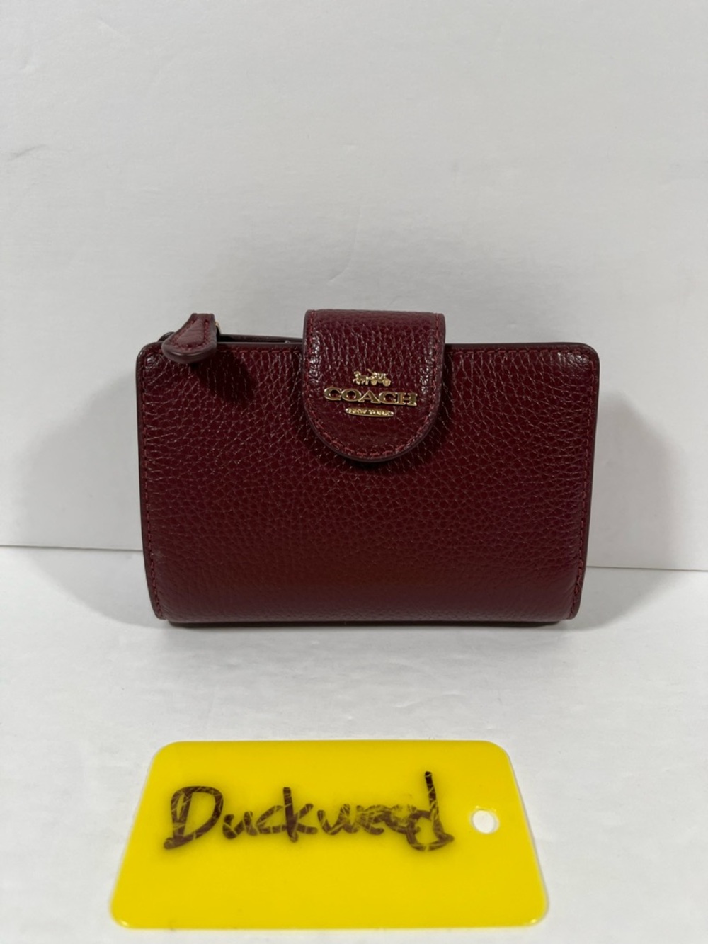 NWT Coach Medium Corner Zip Wallet CBO41 Pebble Leather